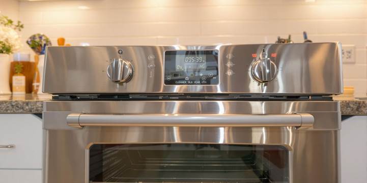 A modern stainless steel oven featuring a digital timer for precise cooking control and convenience in the kitchen.
